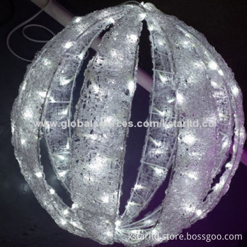 3D Christmas ball with cool white LED and acrylic dipping, 24, 110, 220V for indoor and outdoor use